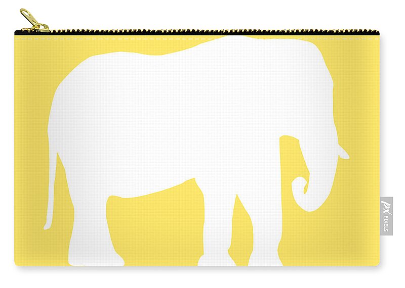 Graphic Art Zip Pouch featuring the digital art Elephant in Yellow and White #1 by Jackie Farnsworth