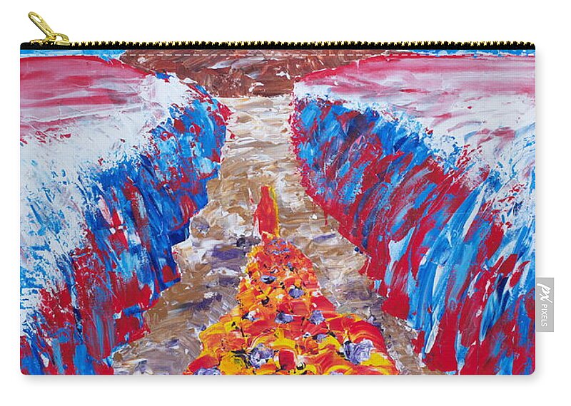 Jewish Art Zip Pouch featuring the painting Exodus by Walt Brodis