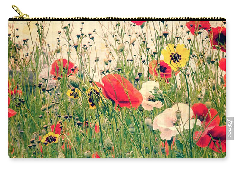 Flower Carry-all Pouch featuring the photograph Field of Poppy's by Spikey Mouse Photography