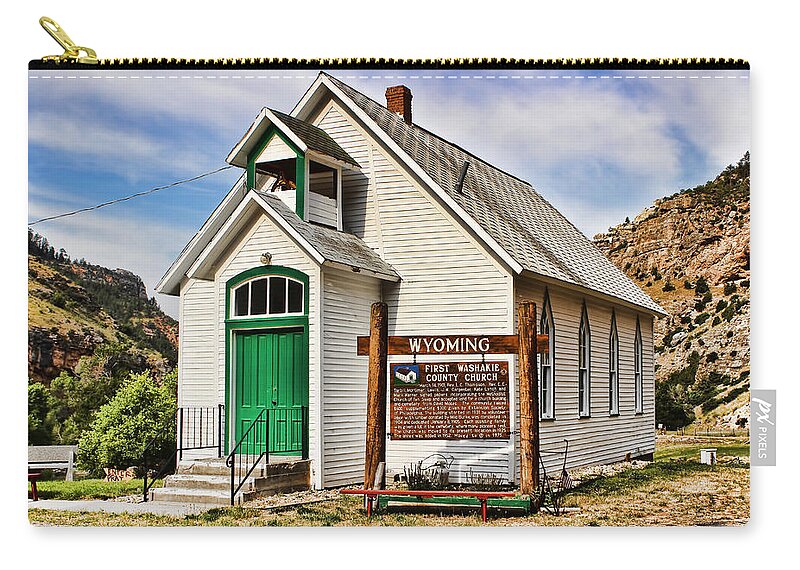 Washakie Wyoming Zip Pouch featuring the photograph First Washakie County Church #1 by Cathy Anderson