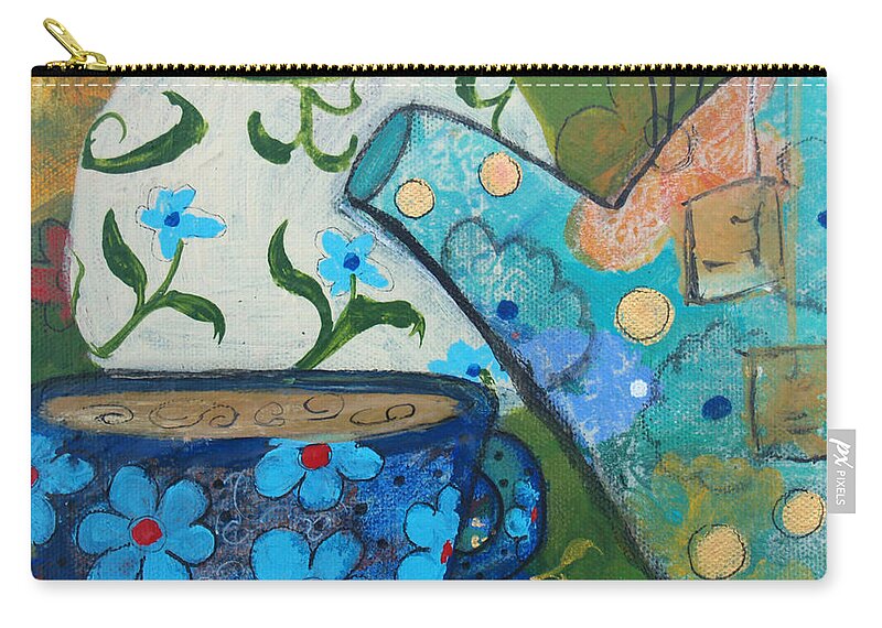 Tea Zip Pouch featuring the painting Floral Tea #1 by Robin Pedrero