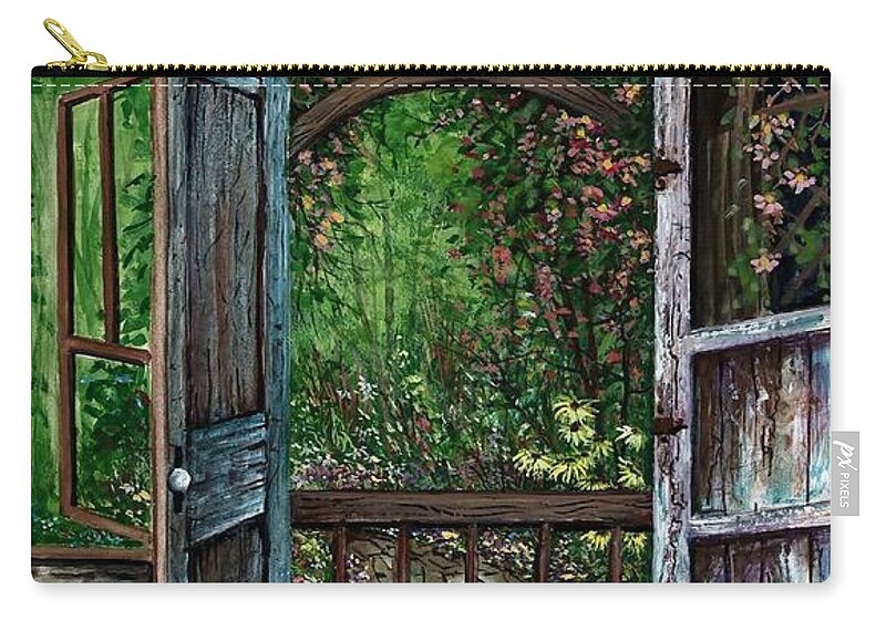 Garden Backyard Zip Pouch featuring the painting Garden Backyard #1 by Steven Schultz
