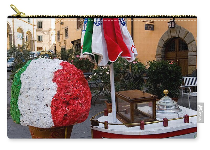 Piazza Zip Pouch featuring the photograph Gelato Vendor #1 by Tim Holt
