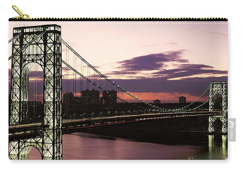 Gw Bridge Zip Pouch featuring the photograph George Washington Bridge #1 by Rafael Macia