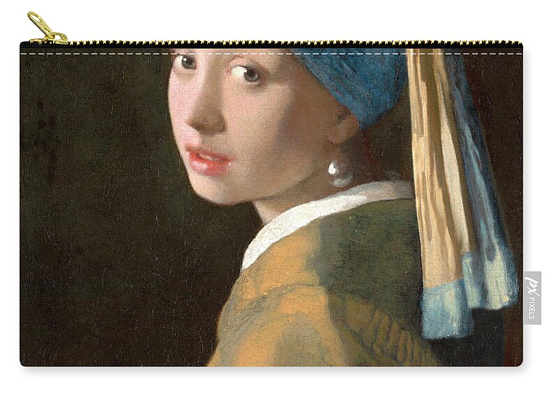Girl With A Pearl Earring Carry-all Pouch featuring the painting Girl with a Pearl Earring by Johannes Vermeer