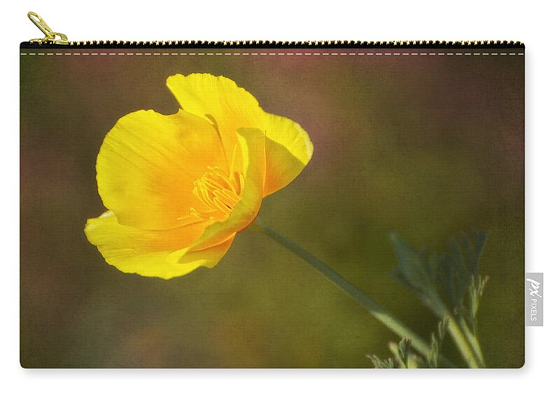Flower Zip Pouch featuring the digital art Golden #1 by Claudia Kuhn