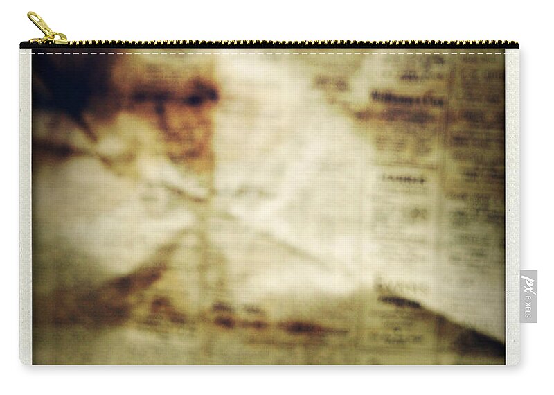 Words Zip Pouch featuring the photograph Grunge newspaper #1 by Les Cunliffe