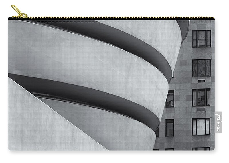 New York City Zip Pouch featuring the photograph Guggenheim View 1 BW #2 by Jerry Fornarotto