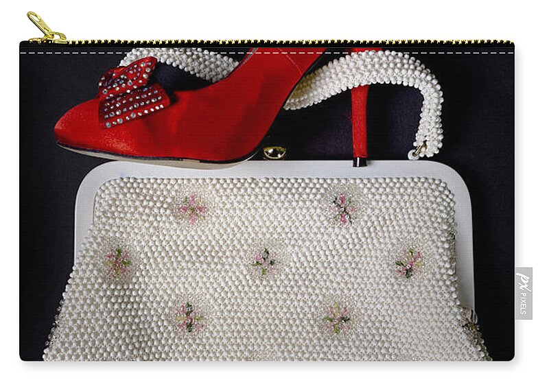 Shoe Zip Pouch featuring the photograph Handbag With Stiletto #1 by Joana Kruse