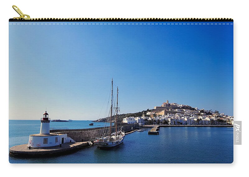 Harbor Zip Pouch featuring the photograph Harbor in Ibiza Town #1 by Karol Kozlowski
