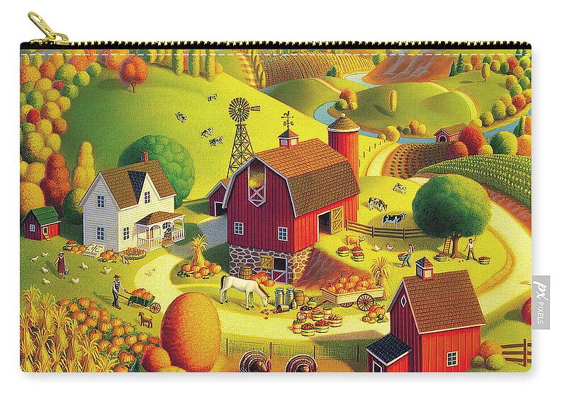 Harvest Landscape Zip Pouch featuring the painting Harvest Bounty by Robin Moline