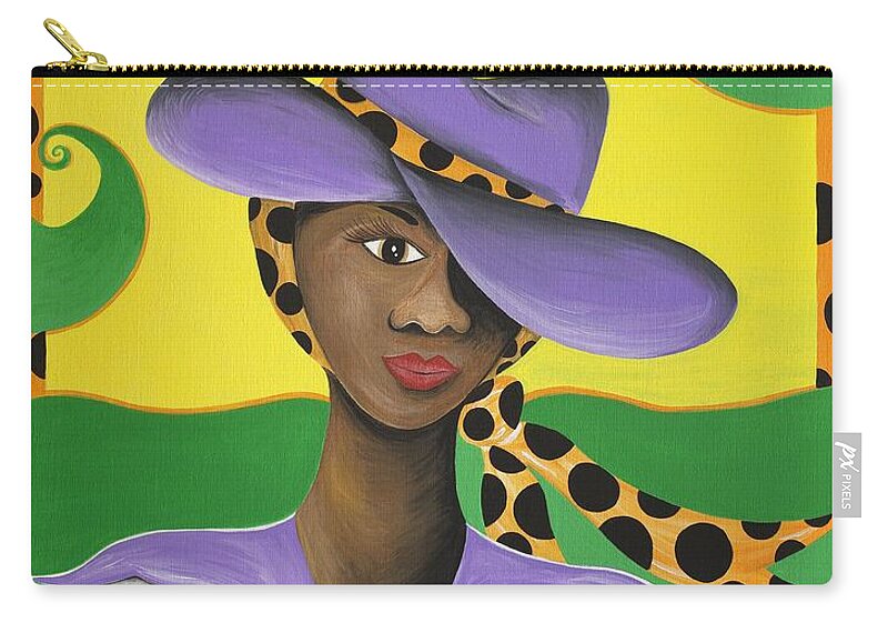 Gullah Art Zip Pouch featuring the painting Hat Appeal by Patricia Sabreee