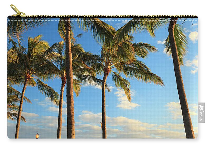 Shadow Zip Pouch featuring the photograph Hawaii, Oahu, Honolulu, Waikiki Beach #1 by Michele Falzone