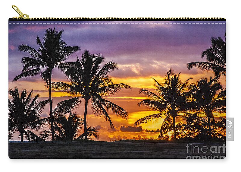 Beach Zip Pouch featuring the photograph Hawaiian Sunset #1 by Juli Scalzi