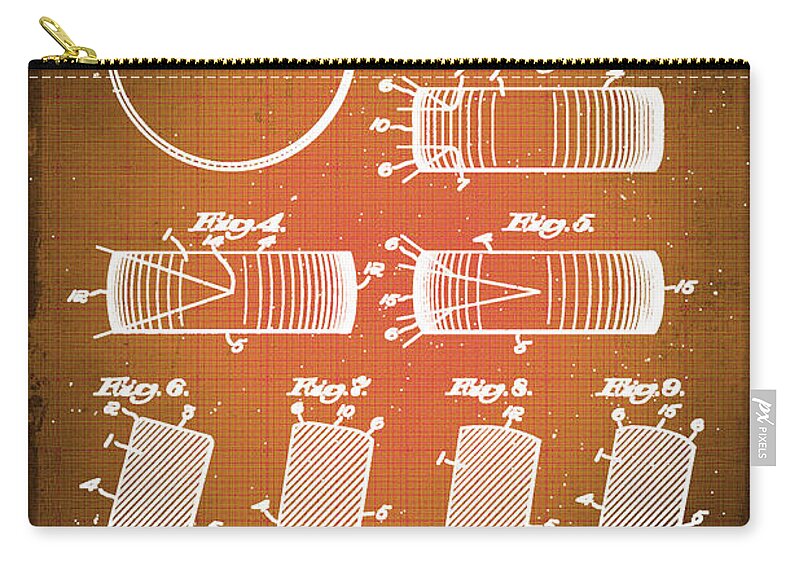 Hockey Zip Pouch featuring the drawing Hockey Puck Patent Blueprint Drawing Sepia by Tony Rubino