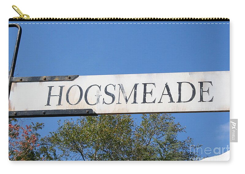 Harry Potter Zip Pouch featuring the photograph Hogsmeade Sign #1 by Shelley Overton