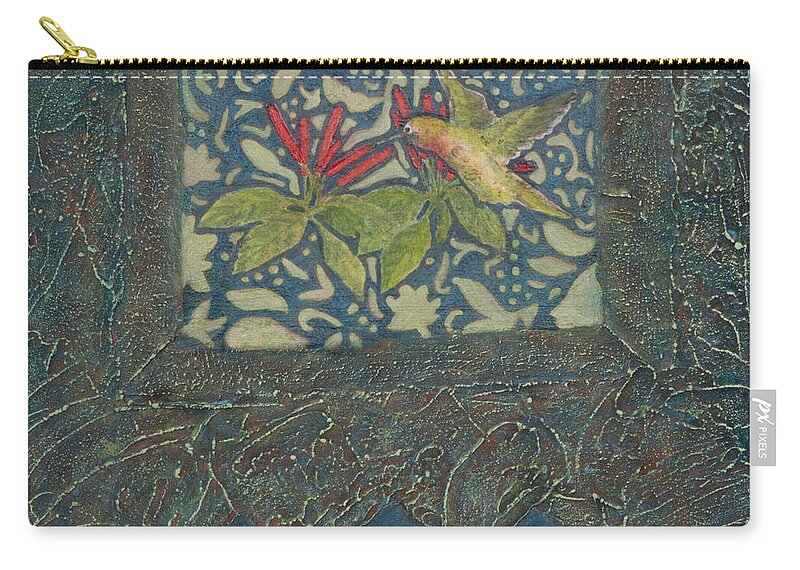 Blue Zip Pouch featuring the painting Hummingbird by Sandra Neumann Wilderman