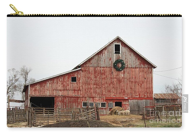 Red Zip Pouch featuring the photograph Iowa Barn #2 by Kathryn Cornett