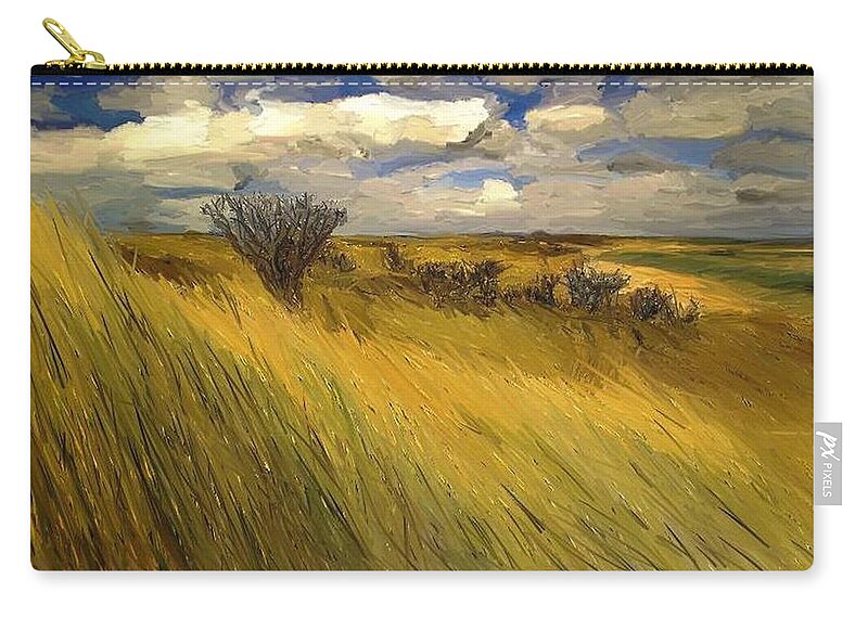 Iowa Zip Pouch featuring the painting Iowa Prairie Grasses by Randy Sprout