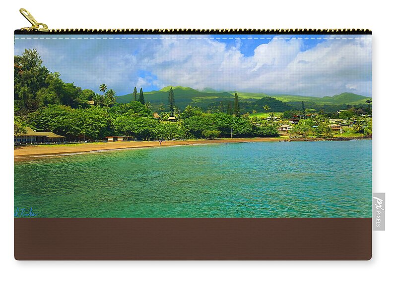 Sea Zip Pouch featuring the painting Island of Maui by Michael Rucker