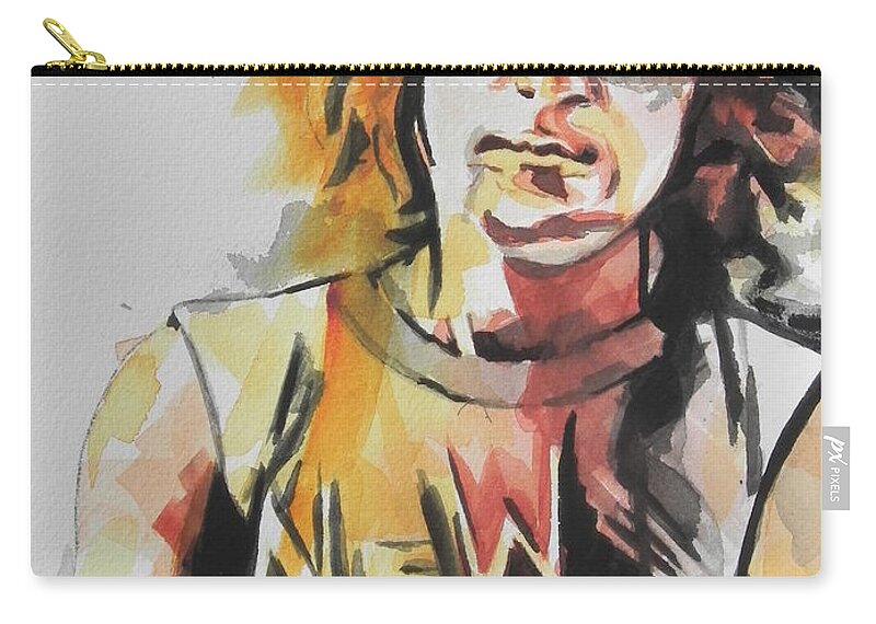 Watercolor Painting Zip Pouch featuring the painting John Lennon 04 by Chrisann Ellis