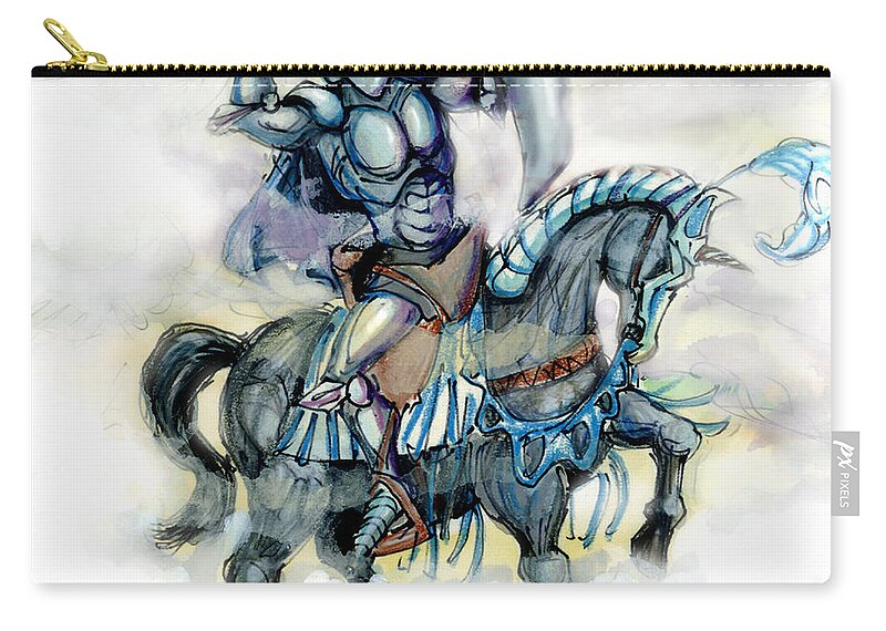 Knight Zip Pouch featuring the digital art Knight by Kevin Middleton