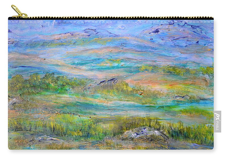 Hills Zip Pouch featuring the painting Landscape after Rassuman #2 by Regina Valluzzi