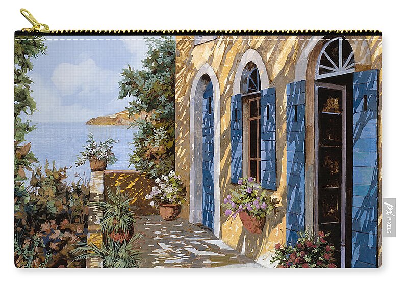 Blue Doors Zip Pouch featuring the painting Altre Porte Blu by Guido Borelli