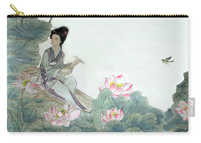 Lotus Flowers Zip Pouch featuring the photograph Lotus Pond by Yufeng Wang