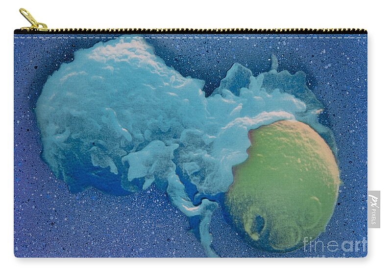 Sem Image Zip Pouch featuring the photograph Macrophage Englufing Yeast Cell #1 by Biology Pics