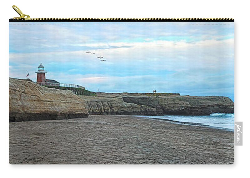 Panorama Zip Pouch featuring the photograph Mark Abbot Memorial Lighthouse in Santa Cruz CA #1 by Paul Topp