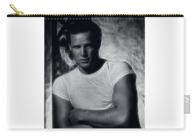 Marlon Brando Zip Pouch featuring the photograph Marlon Brando - Pencil Study by Doc Braham