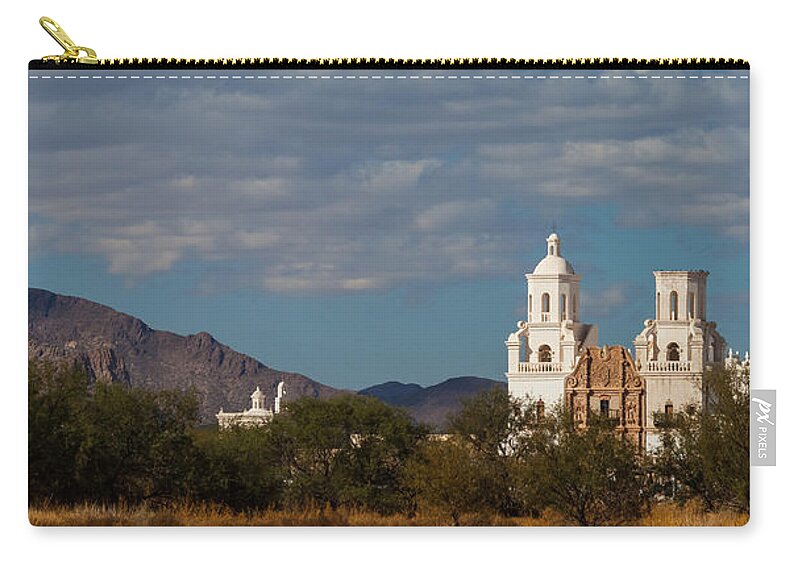 1797 Zip Pouch featuring the photograph Mission San Xavier del Bac #1 by Ed Gleichman