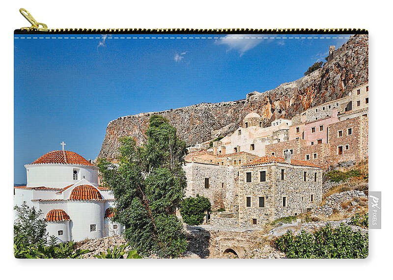 Ancient Zip Pouch featuring the photograph Monemvasia - Greece #1 by Constantinos Iliopoulos