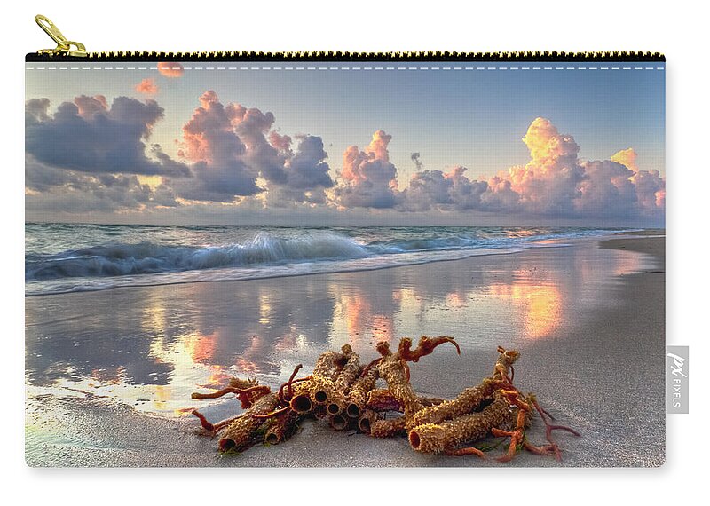 Blowing Carry-all Pouch featuring the photograph Morning Surf by Debra and Dave Vanderlaan