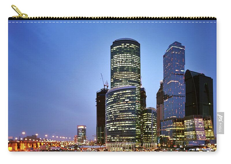 Clear Sky Zip Pouch featuring the photograph Moscow Skyline #1 by Vladimir Zakharov