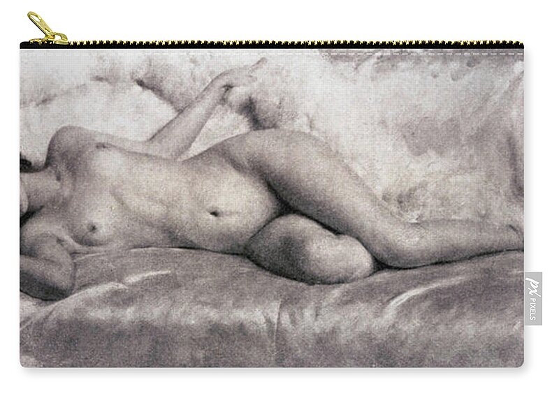 Giacomo Grosso Zip Pouch featuring the digital art Nude #1 by Giacomo Grosso