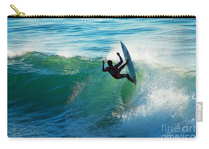 Surfing Zip Pouch featuring the photograph Off the Lip #1 by Paul Topp