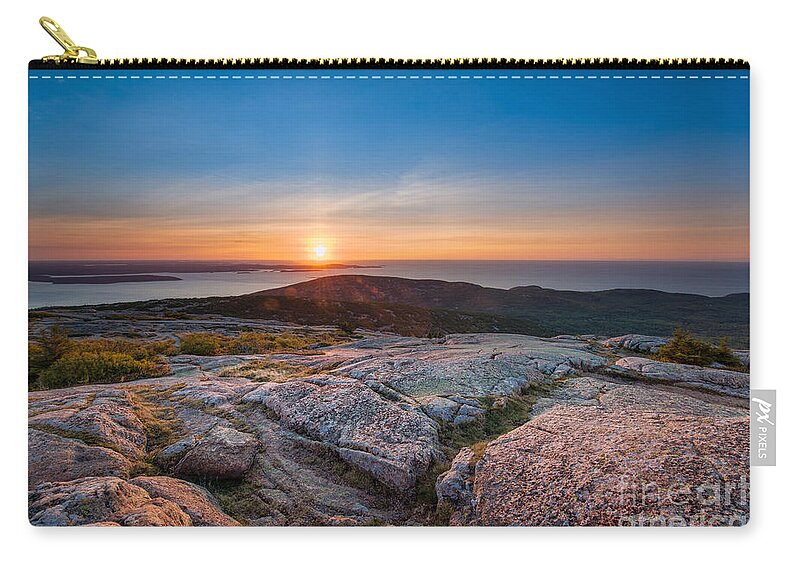 Cadillac Mountain Sunrise Zip Pouch featuring the photograph On Top Of Cadillac Mountain #1 by Michael Ver Sprill