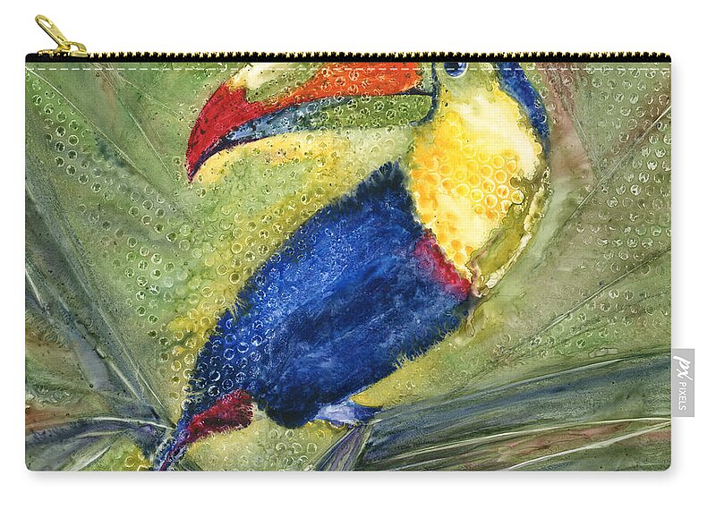 Bird Zip Pouch featuring the painting One Cant But Toucan #2 by Marsha Elliott