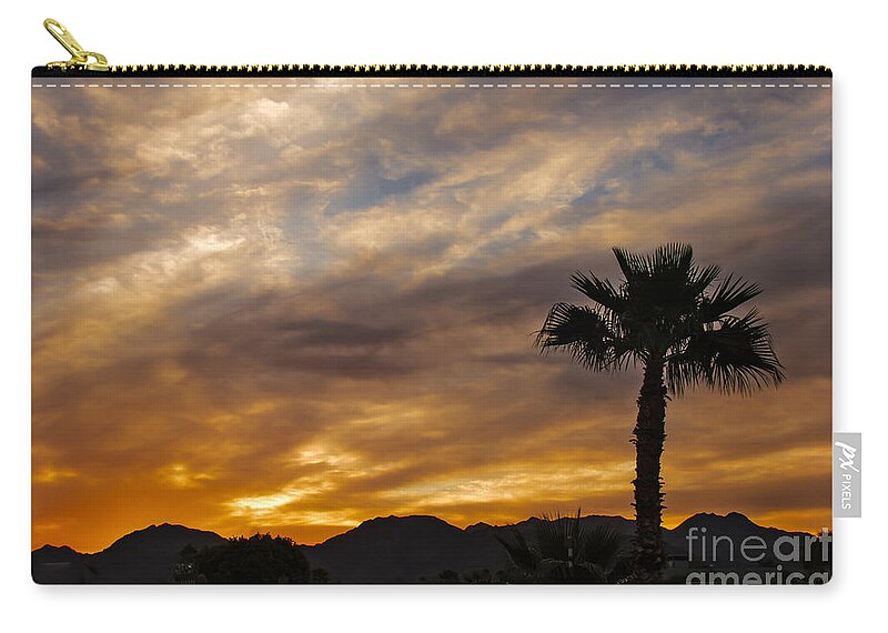 Sunrise Zip Pouch featuring the photograph Palm Tree Silhouette #2 by Robert Bales