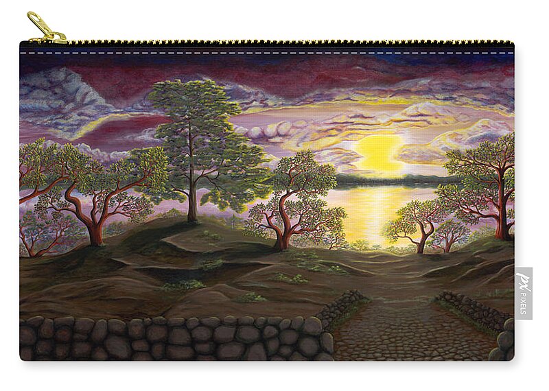 Sunset Zip Pouch featuring the painting Peaceful Sunset #2 by Rebecca Parker