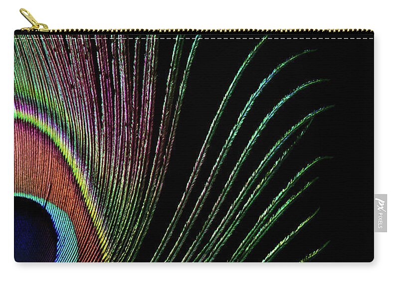 Home Decor Zip Pouch featuring the photograph Peacock Feather #1 by Ithinksky