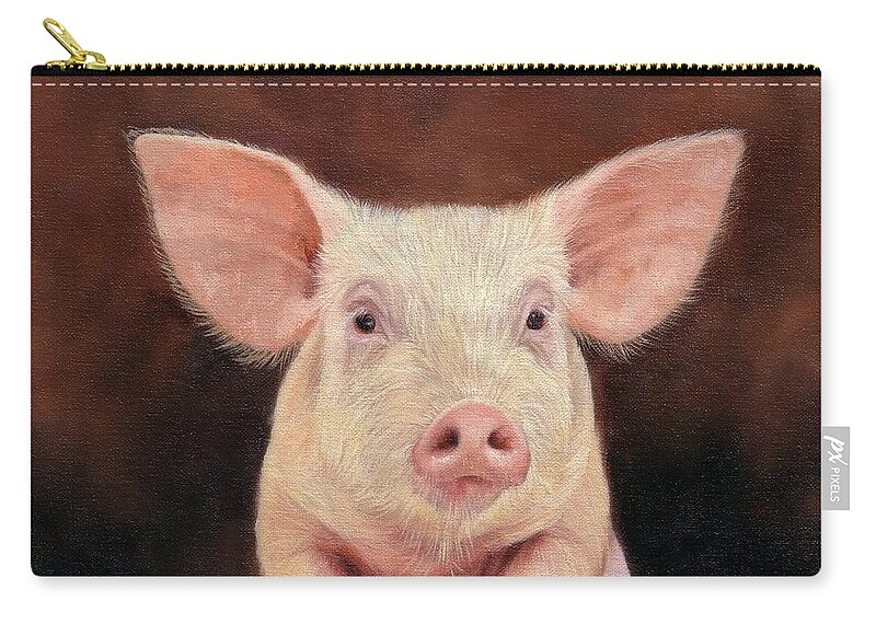 Pig Zip Pouch featuring the painting Pig #1 by David Stribbling