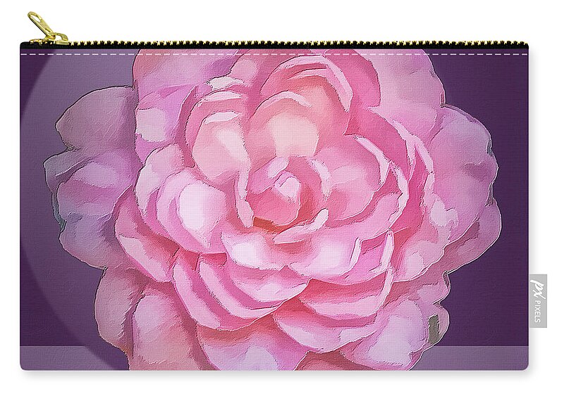 Camelia Zip Pouch featuring the digital art Pink Camelia by Frank Lee
