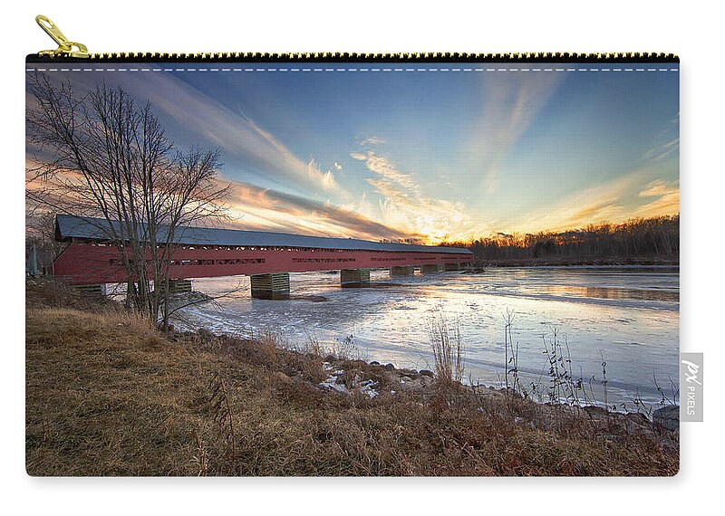 quebec Landscape Zip Pouch featuring the photograph Pont Marchand #1 by Eunice Gibb