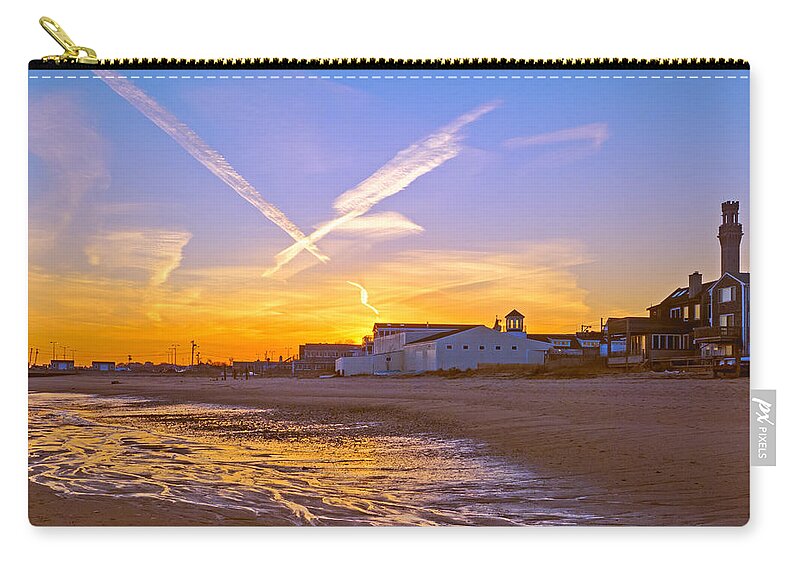 Provincetown Zip Pouch featuring the photograph Provincetown Beach at Sunset #1 by Frank Winters
