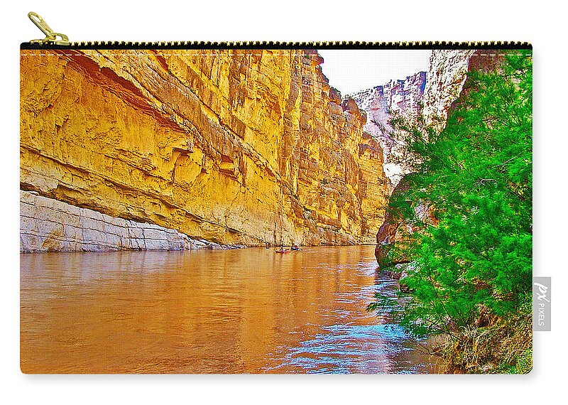 Rafting In Santa Elena Canyon In Big Bend National Park Zip Pouch featuring the photograph Rafting in Santa Elena Canyon in Big Bend National Park-Texas #1 by Ruth Hager