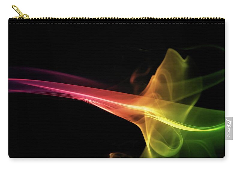Black Background Zip Pouch featuring the photograph Rainbow Smoke On A Black Background #1 by Gm Stock Films