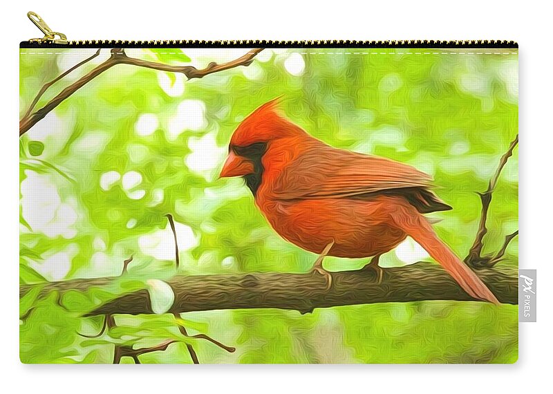 Red Cardinal Zip Pouch featuring the photograph Red #1 by Alice Gipson